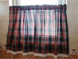 Country Check Kitchen/Bathroom/Laundry Curtain 142x72cm  