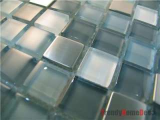   Stainless Steel Blue Glass Mosaic Tile backsplash Kitchen wall sink