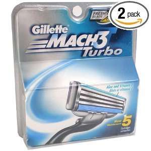  Gillette Mach3 Turbo Razor Cartridges, Aloe and Vitamin E 