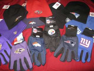 New NFL Team Logo Knit Beanie Hat & Gloves Available All NFL Team 