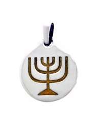 Jewish Menorah Pewter Pendant Necklace