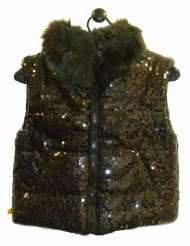 Black Hide And See Quins Sparkly Sequined Designer Bling Vest With 