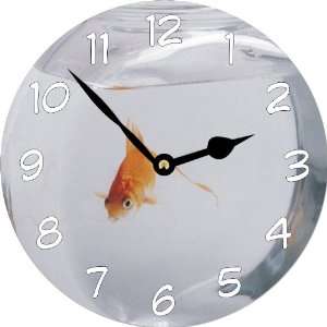  Rikki KnightTM Goldfish in Bowl Art Large 11.4 Wall Clock 