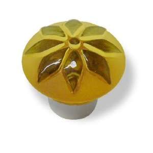  Amber Flower Betsy Fields Glass Knob   1 3/8 CB PBF500Y 