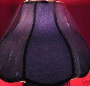   Lamp Shade NEW Fringe Navy BLUE Antique L GLOWS PURPLE WHEN LAMP IS ON