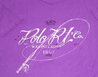 POLO RALPH LAUREN POLO RL & CO FISHING Rod Graphic Purple T SHIRT 