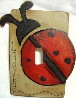   LADYBUG HANDCUT HAND PAINTED LIGHT SWITCH COVER WALL DECOR  
