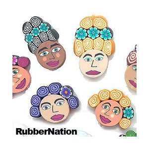   WOMEN FACES Fimo, PolyClay Handmade Beads 5pc Arts, Crafts & Sewing