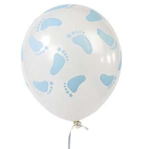  Blue Latex Baby Footprints Balloons   Balloons & Streamers 