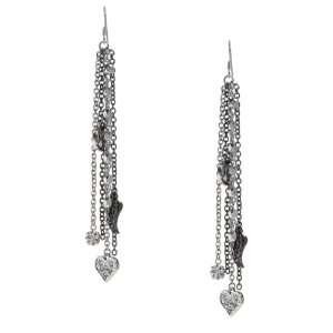  G by GUESS Linear Earrings with G and Wing Charms, SILVER 