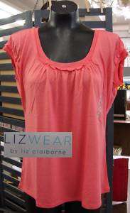 Liz Claiborne Mesh Trim S/S T shirt SALMON XL NWT  