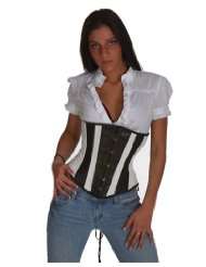 Shaper Corset Hot Strapless Black And White Leather Reflective Trims 