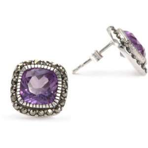 Judith Jack Nova Purple Corundum Button Earrings