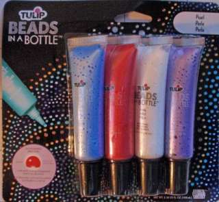 Tulip Beads In A Bottle FABRIC Paint ~ PEARL BLUE, RED, WHITE, PURPLE 