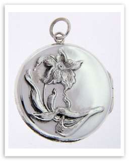  sterling silver large round art nouveau style locket 