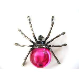   Jewel Gem Gunmetal Tone Spider Costume Fashion Pin Brooch Jewelry