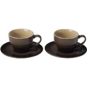  Le Creuset Stoneware Set of 2 Cappuccino Cups and Saucers 