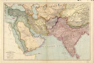 1912 Map India Turkey, Persia, Afghanistan & Turkestan  