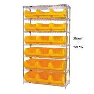   Chrome Shelving With 18 Magnum Giant Hopper Bins Red