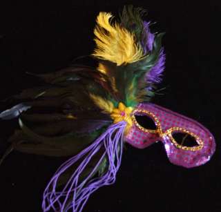 Purple Sequin Feather Mask Ostrich Masquerade Costume  