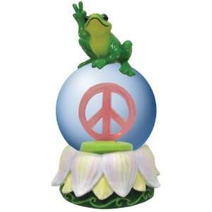   Peace Frogs Resin Water Globe Frog Atop Peace, 45mm