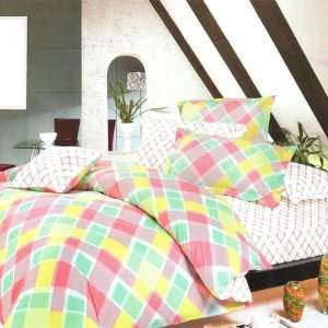 Blancho Bedding   [Crystal Pink Plaid] 100% Cotton 5PC Comforter Set 