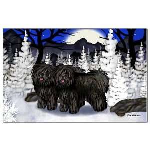  BLACK PULI DOGS WINTER Pets Mini Poster Print by  