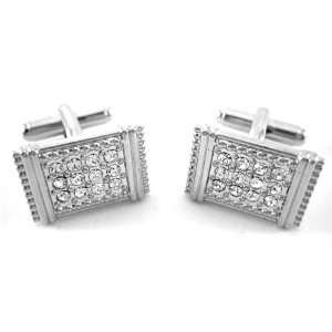 Stacy Adams Crystal Incrusted Silver Rectangle Cufflinks