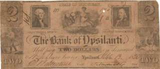 Obsolete Currency/ MI Bank of ypsilanti $2 1836 rare  