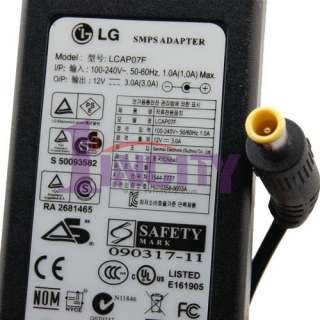 NEW Genuine LG LCAP07F 12V 3A LCD Monitor SMPS ADAPTER  