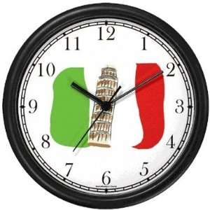  of Pisa on Flag of Italy Italy   Famous Landmarks   Theme Wall Clock 