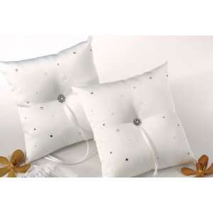   Favors Scattered Pearls and Crystals Square Ring Pillow   Ivory