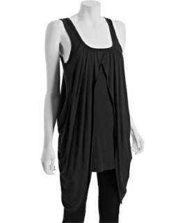CO2 Collection black jersey draped hi low tank  
