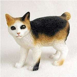  Japanese Bobtail, Tort/White Original Cat Figurine (4in 