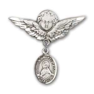   Immaculate Heart of Mary Charm and Angel w/Wings Badge Pin Jewelry