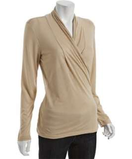   knit long sleeve wrap top  