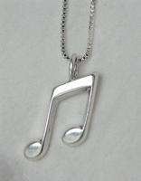 Sterling Silver Music Note 14box Chn Necklace pd6  