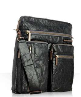 style #303906401 black crinkled poly BRMC messenger bag