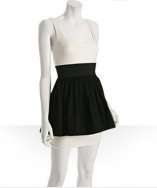 Outfit Necessary Objects white and black peplum skirt dress with 