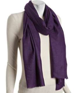 Kashmere dark purple cashmere frayed scarf  