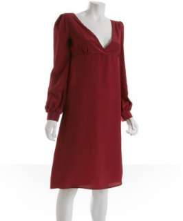 Alisha Levine red silk Laila puff sleeve dress   