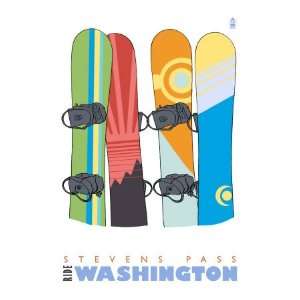  Stevens Pass, Washington, Snowboards in the Snow Giclee 