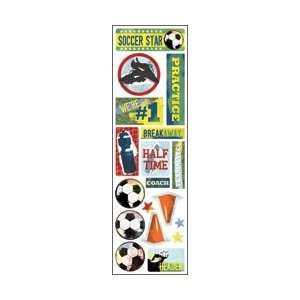   Soccer Clearly Stickers 2.5X10 Star KF10185; 6 Items/Order Home