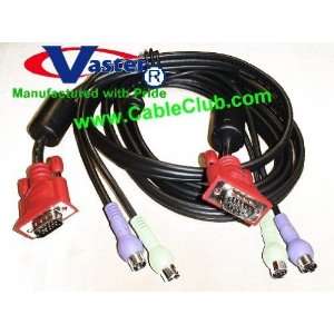  10 Ft, High Resolution PS/2 KVM Cable Set Male to Male 3 