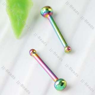   Stainless Steel Colorful Ball Bead Nose Rings Stud Straight Pin  