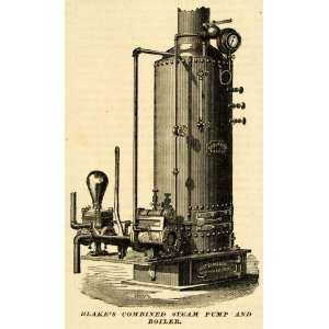  1873 Print Blakes Combined Steam Pump & Boiler Machine 