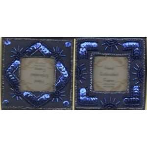 MINI FRAMES, Set of 2 Hand Embroided Sequined Frames PURPLE, 1.75 X 1 