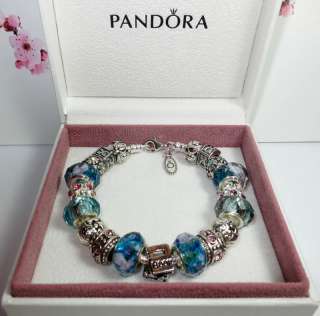 Authentic Pandora Bracelet Book Lover with 19 Beads & Charms w 