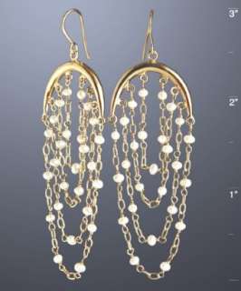 Isharya white pearl Vamp half moon chain earrings   up to 70 
