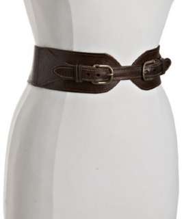Motif 56 chocolate leather Saddie double buckle belt   up to 